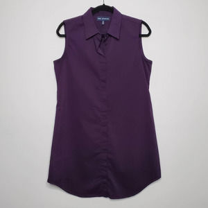 525 AMERICA • Eggplant Purple Sleeveless Collared Shirt Dress Sz M